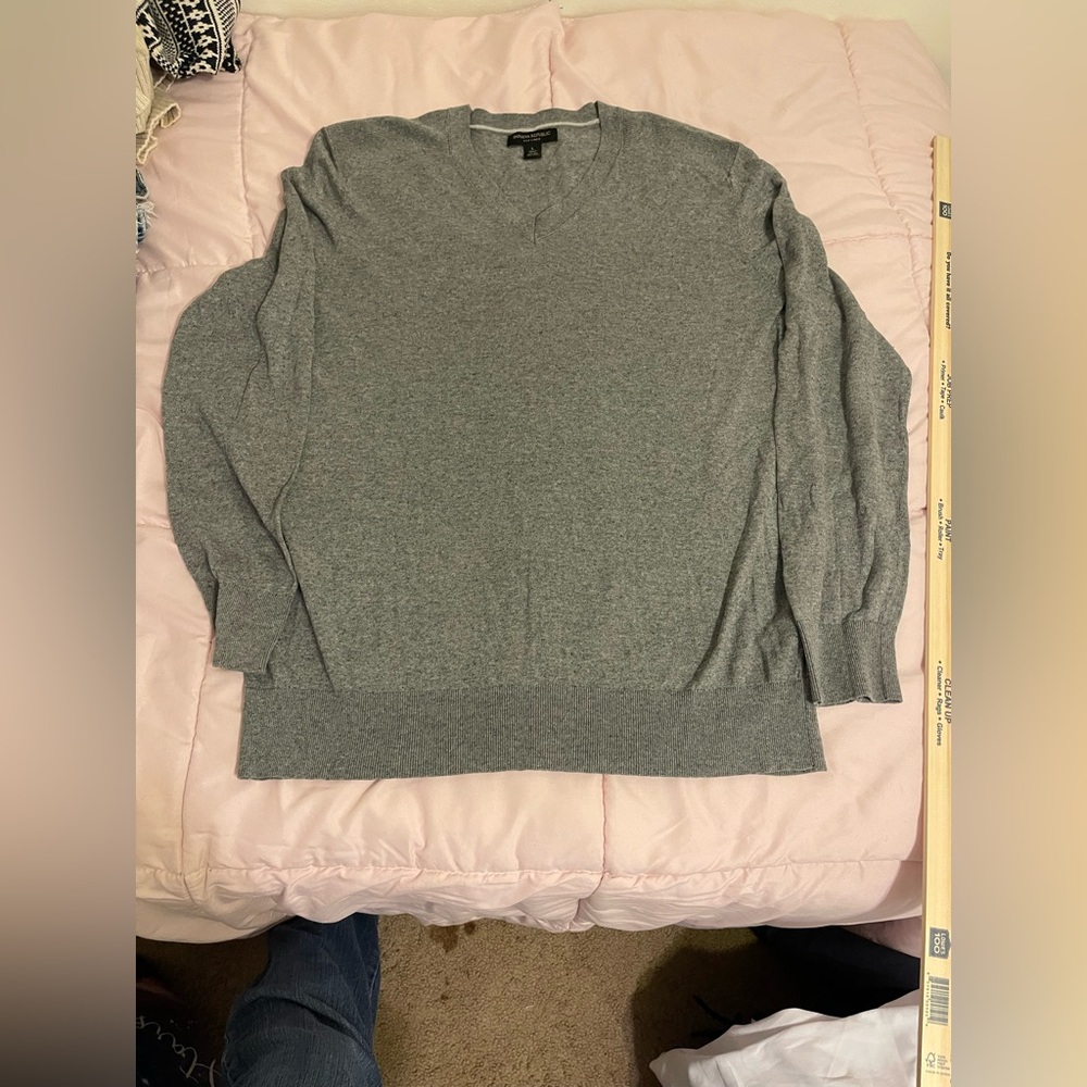 Banana Republic Charcoal Silk Linen V-Neck Sweater